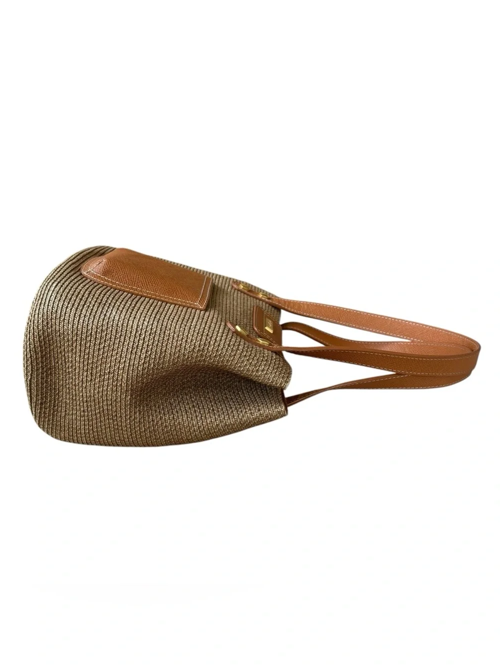 ERIC JAVITS “Squishee” Straw & Leather Small Bag